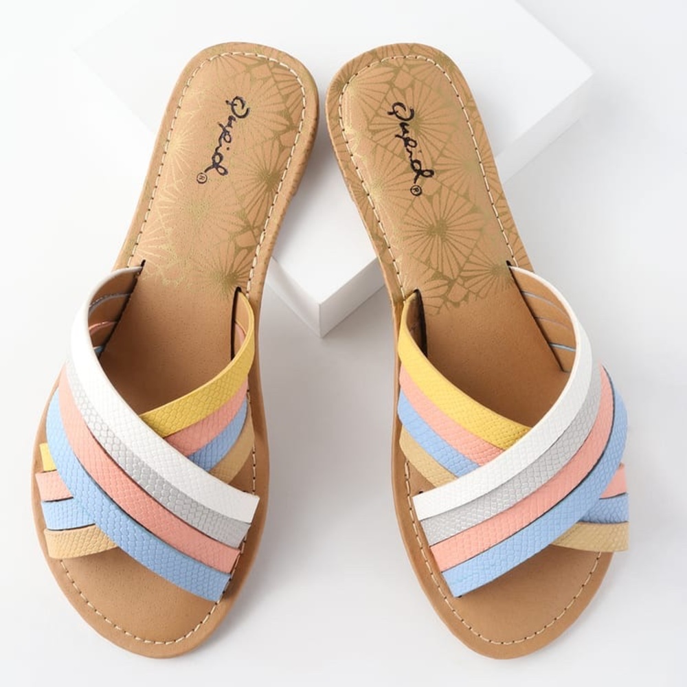 BRICE WHITE SNAKE SLIDE SANDALS